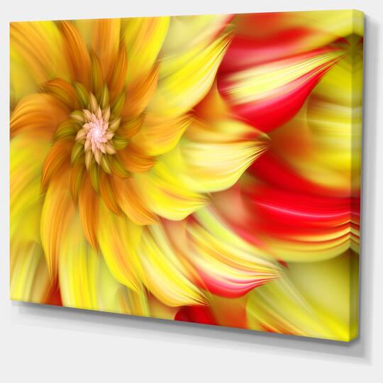 Designart - Rotating Yellow Red Fractal Flower